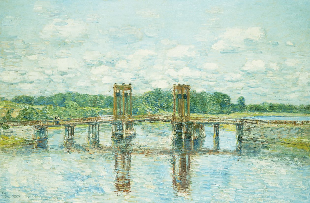 Toll Bridge, New Hampshire, nära Exeter av Childe Frederick Hassam
