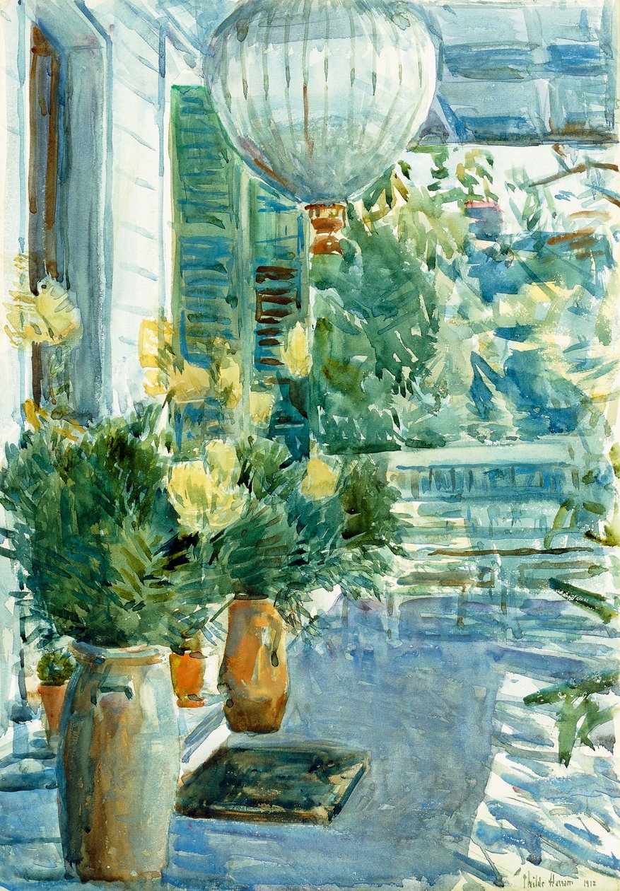 Gamla husets veranda av Childe Frederick Hassam