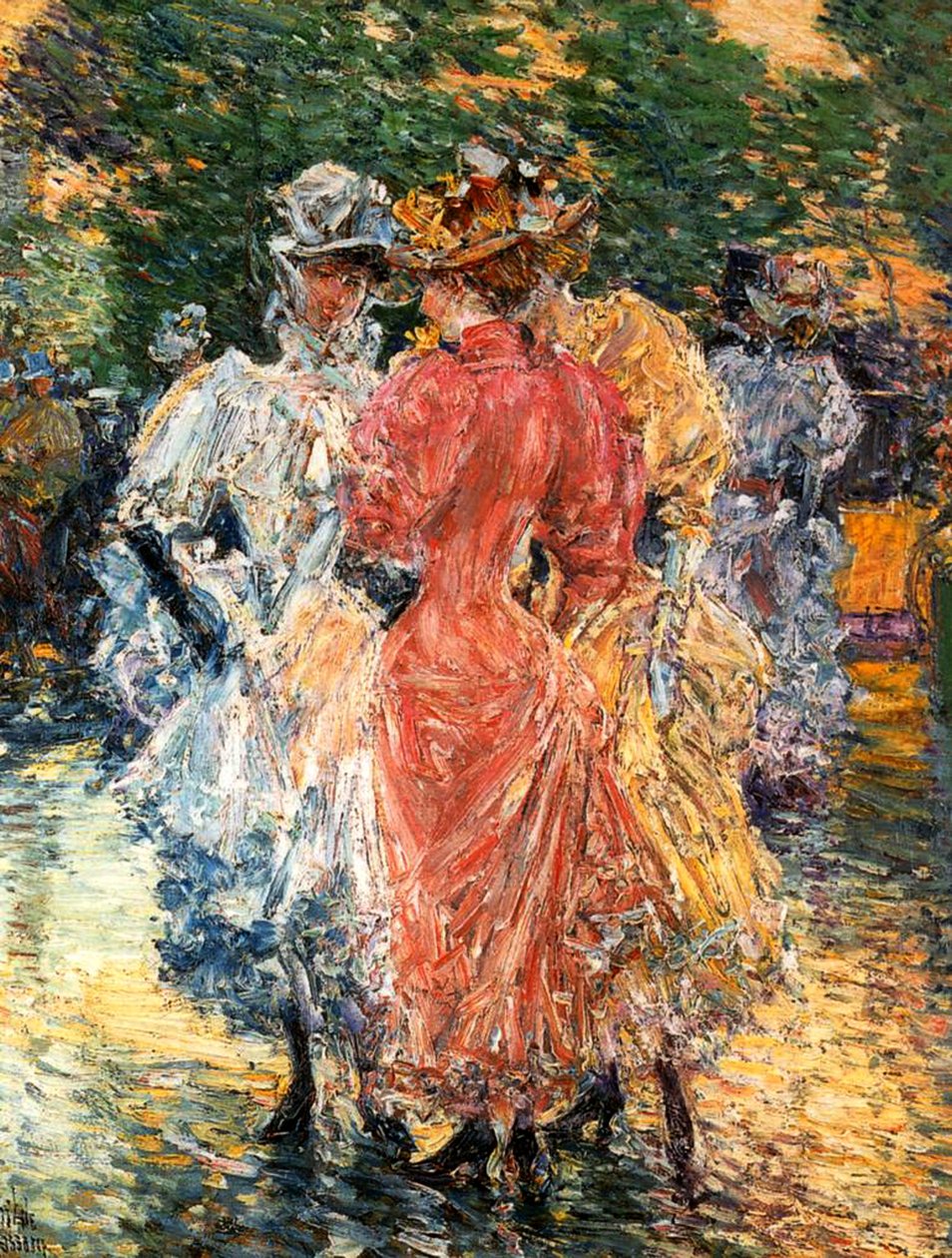 Unga kvinnor chattar, ca 1892 (olja på duk) av Childe Frederick Hassam