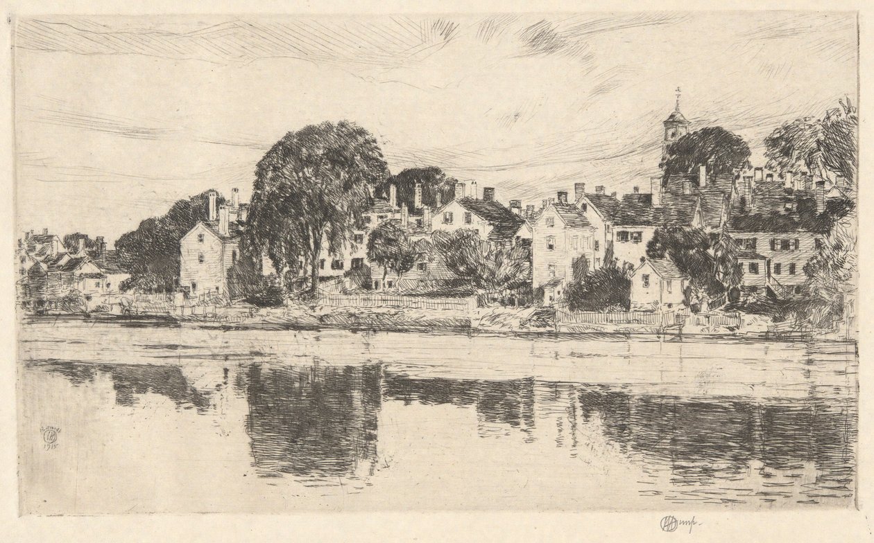 Skorstenar, Portsmouth, 1915 av Childe Hassam