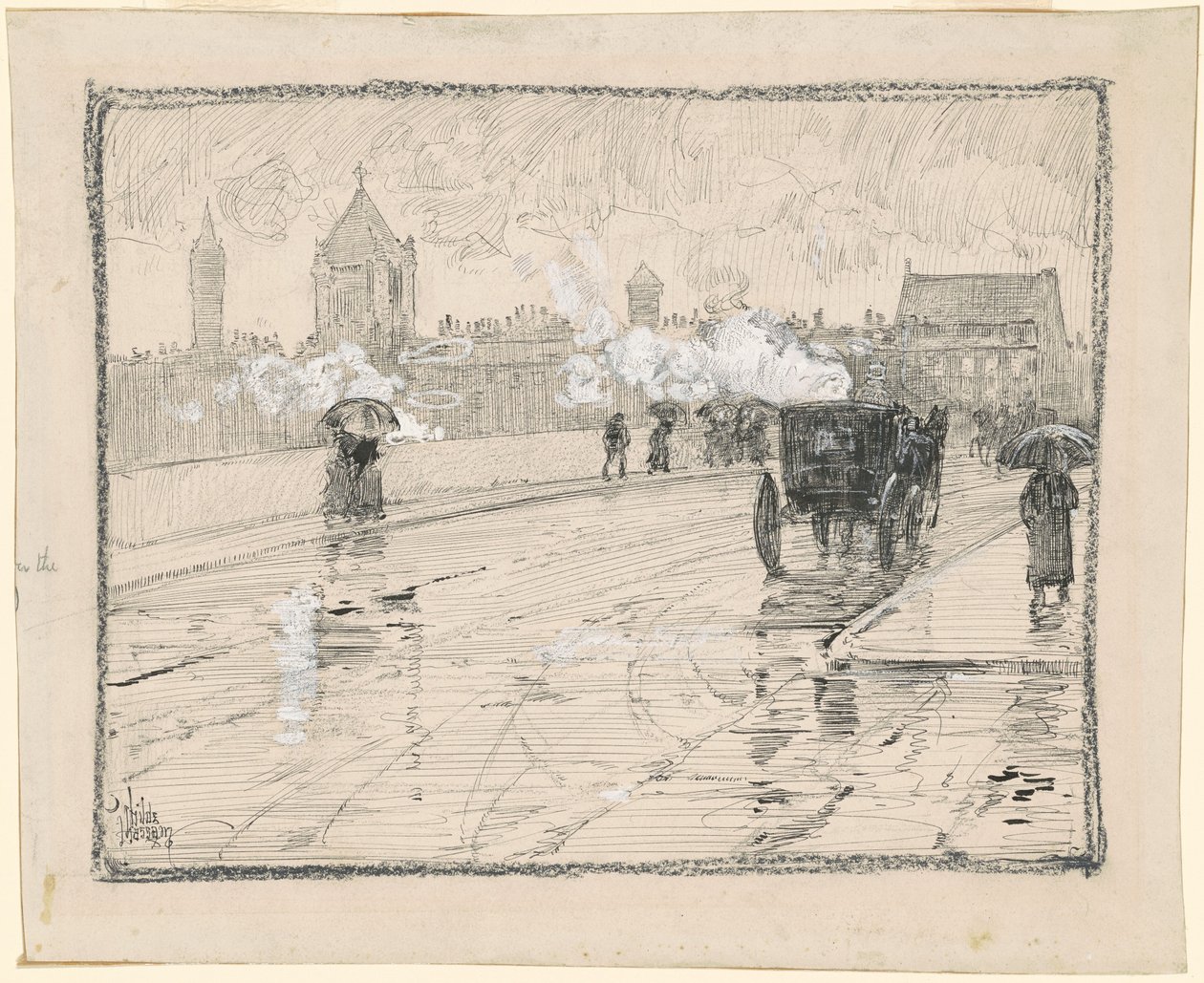 Regnig dag, Boston av Childe Hassam