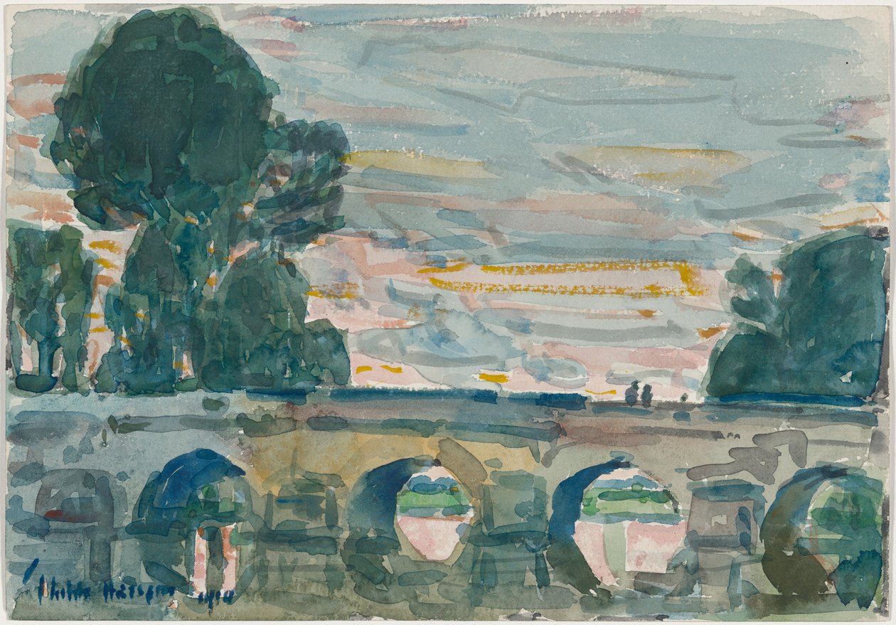 Bron vid Grez, recto av Childe Hassam