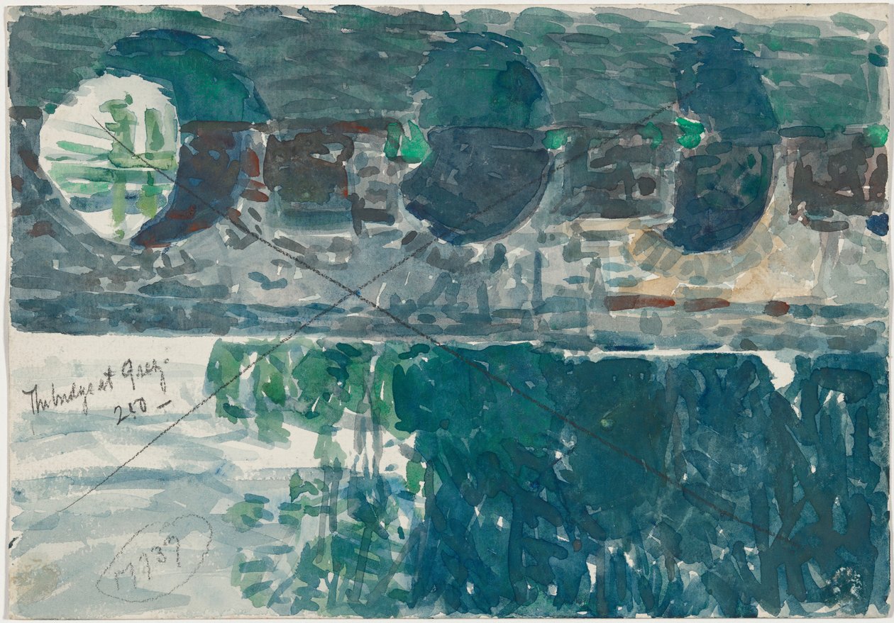 Bron vid Grez [verso] av Childe Hassam