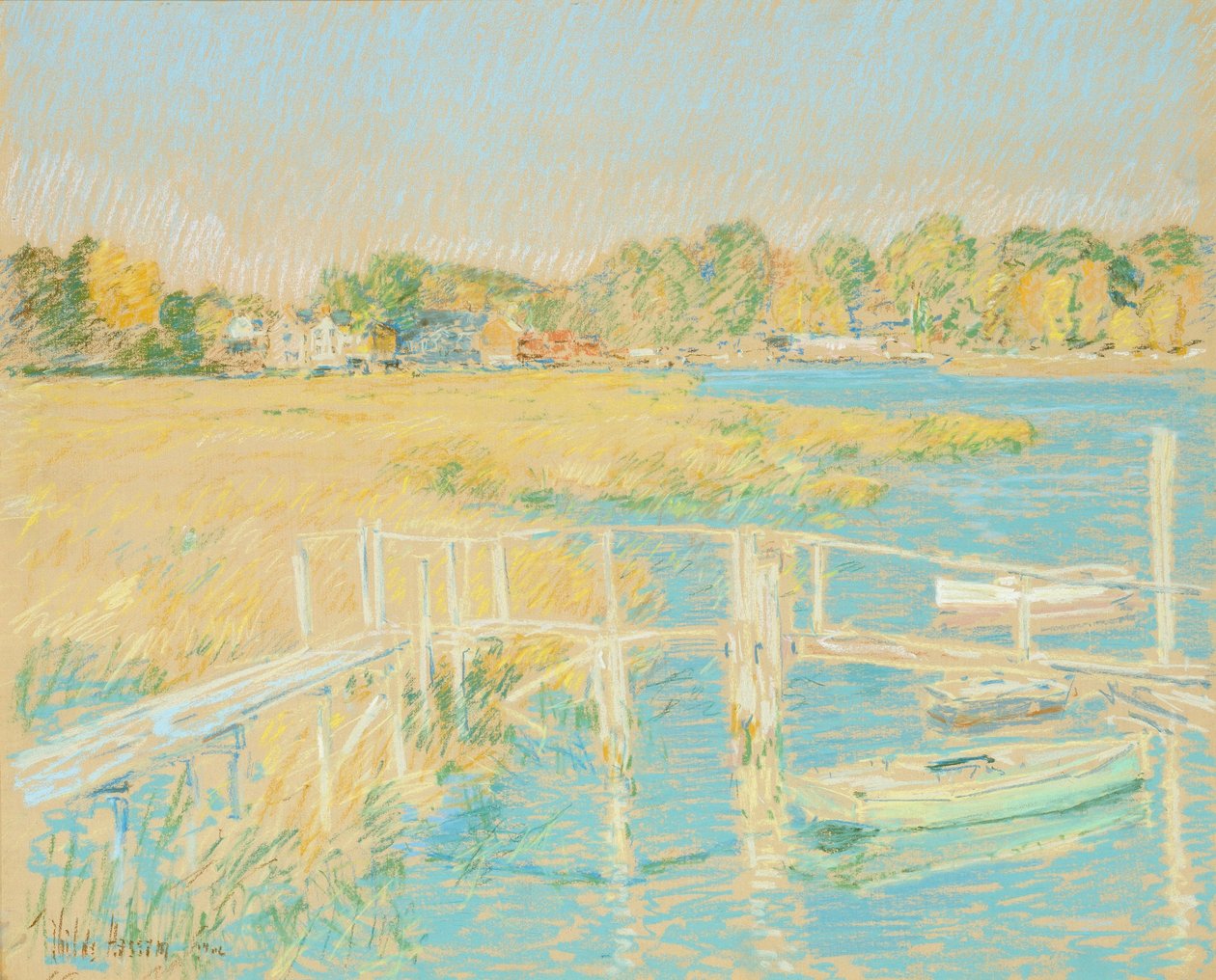 Uppför floden, sen eftermiddag, oktober av Childe Hassam
