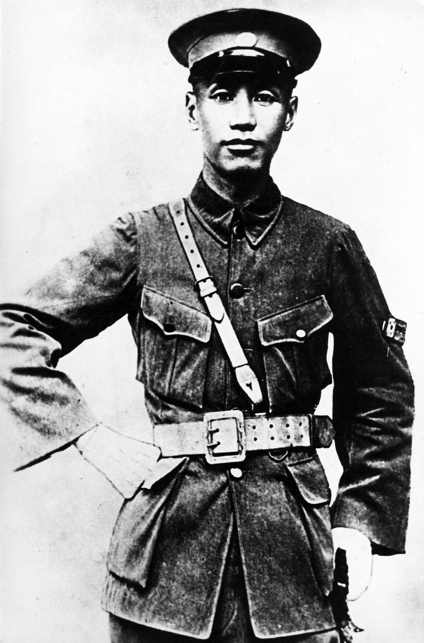 Porträtt av en ung Chiang Kai Shek, ca 1920-talet av Chinese Photographer