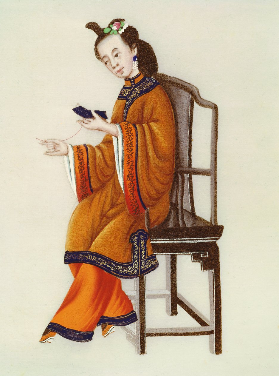 En kinesisk kvinna stoppar, Qianlong-perioden (1736-96) av Chinese School