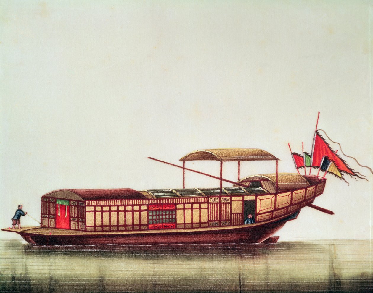 En kinesisk sampan, Qianlong-perioden (1736-96) av Chinese School