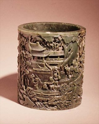 Utskuren skål (jade) av Chinese School