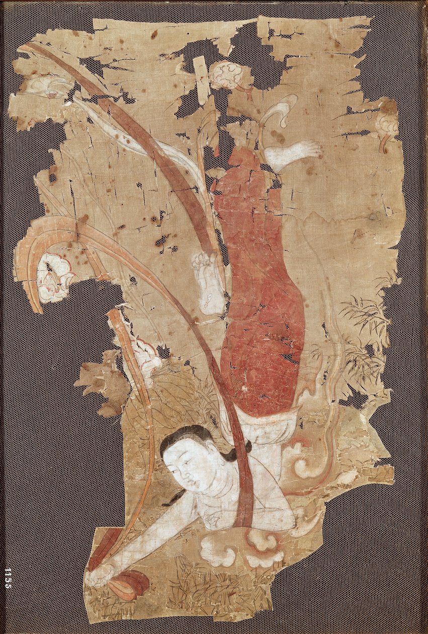 Flygande ande eller Apsaras, från Dunhuang, Gansu-provinsen, 900-1000-talet (målning på siden) av Chinese School