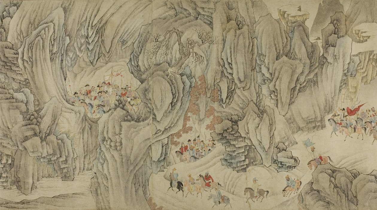 En jakt i himlens berg, sen Ming-tidig Qing-dynastin av Chinese School