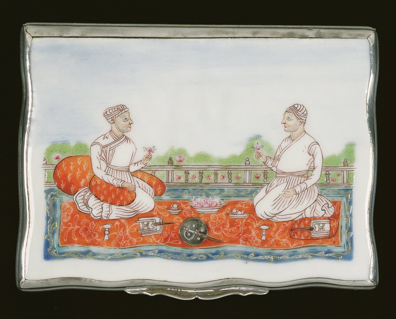 A Mughal Snuff Box, Qianlong Period (1736-95) c.1760 (porslin) (se även 314539) av Chinese School