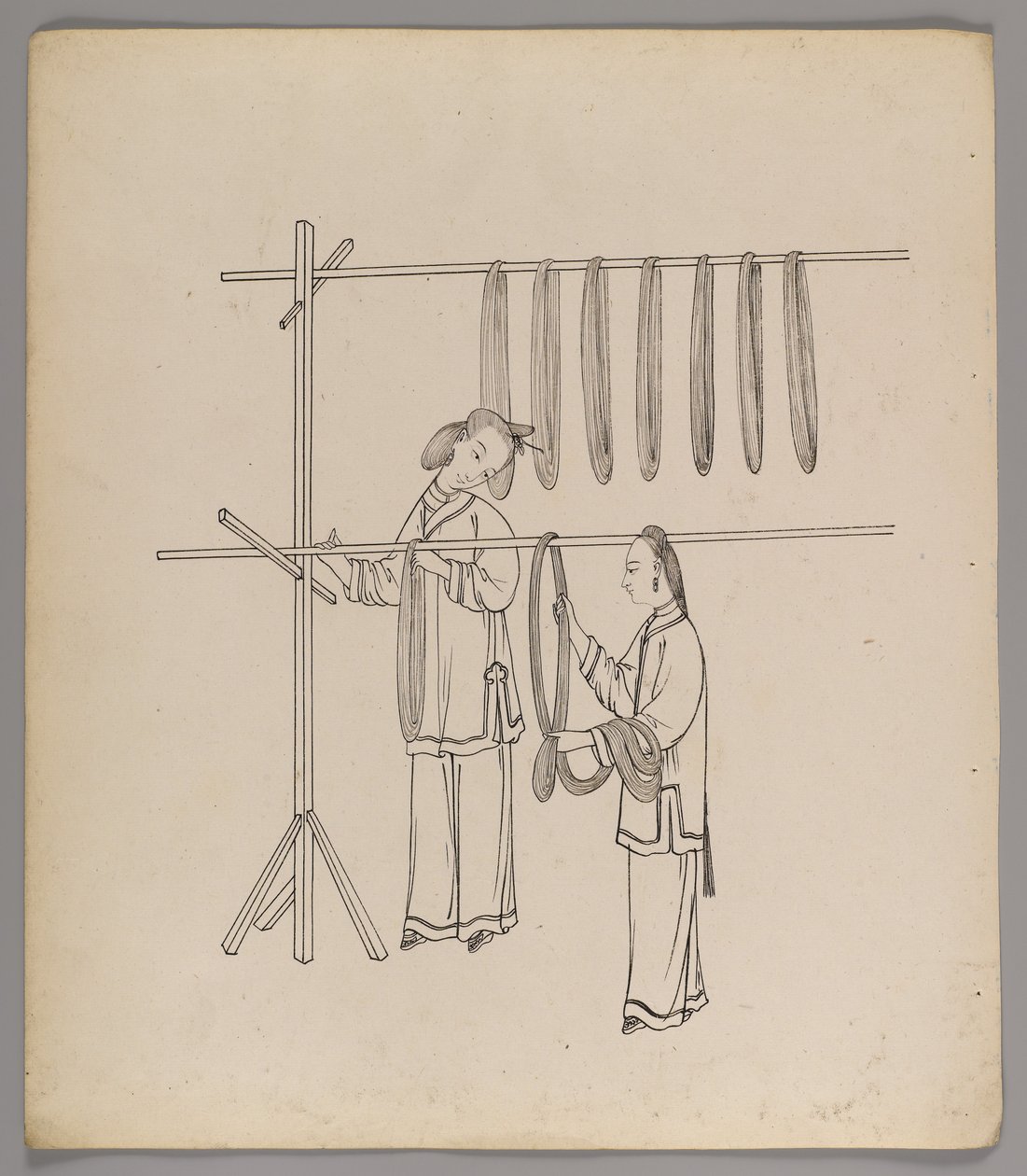 Album med separata blad: Silk Cultivation and Production (bläck på papper) (se även 499288-303) av Chinese School