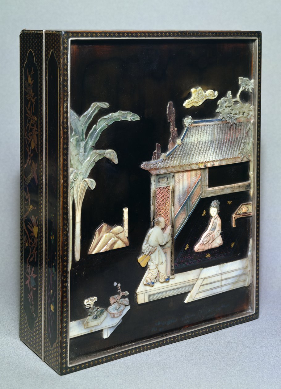 Box, 1700-tal (lack med täljstensinläggning) av Chinese School