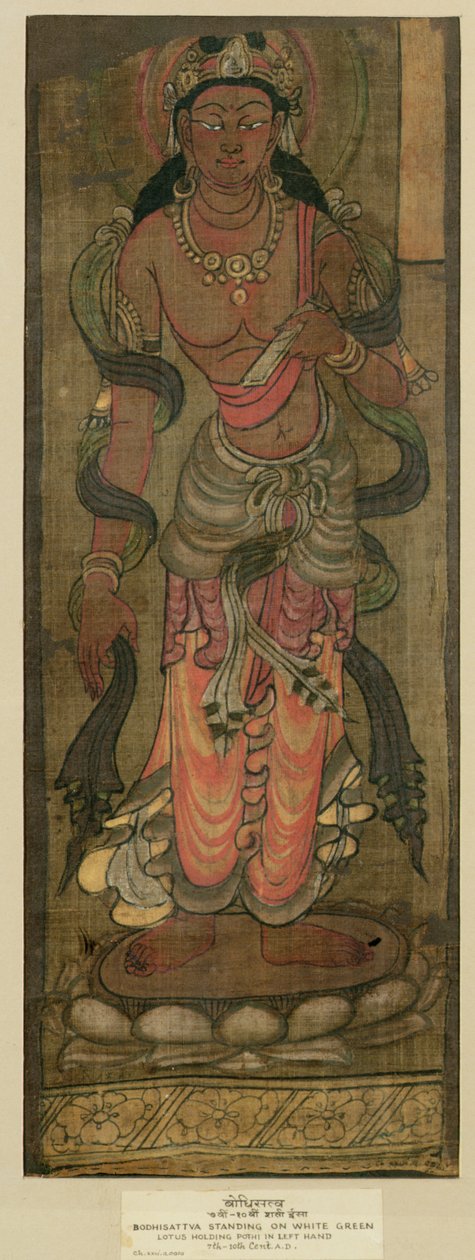 Ch.XXVI.a0100 Bodhisattva Manjusri, Tunhuang, 700-800-tal (tygfärg på siden) av Chinese School