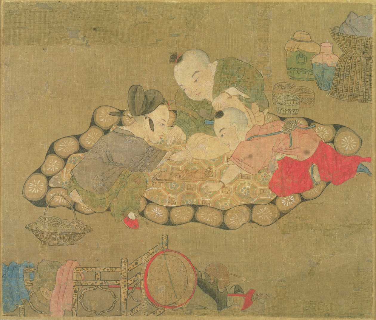 Leker barn, Mingdynastin, 1500 (wc på siden) av Chinese School