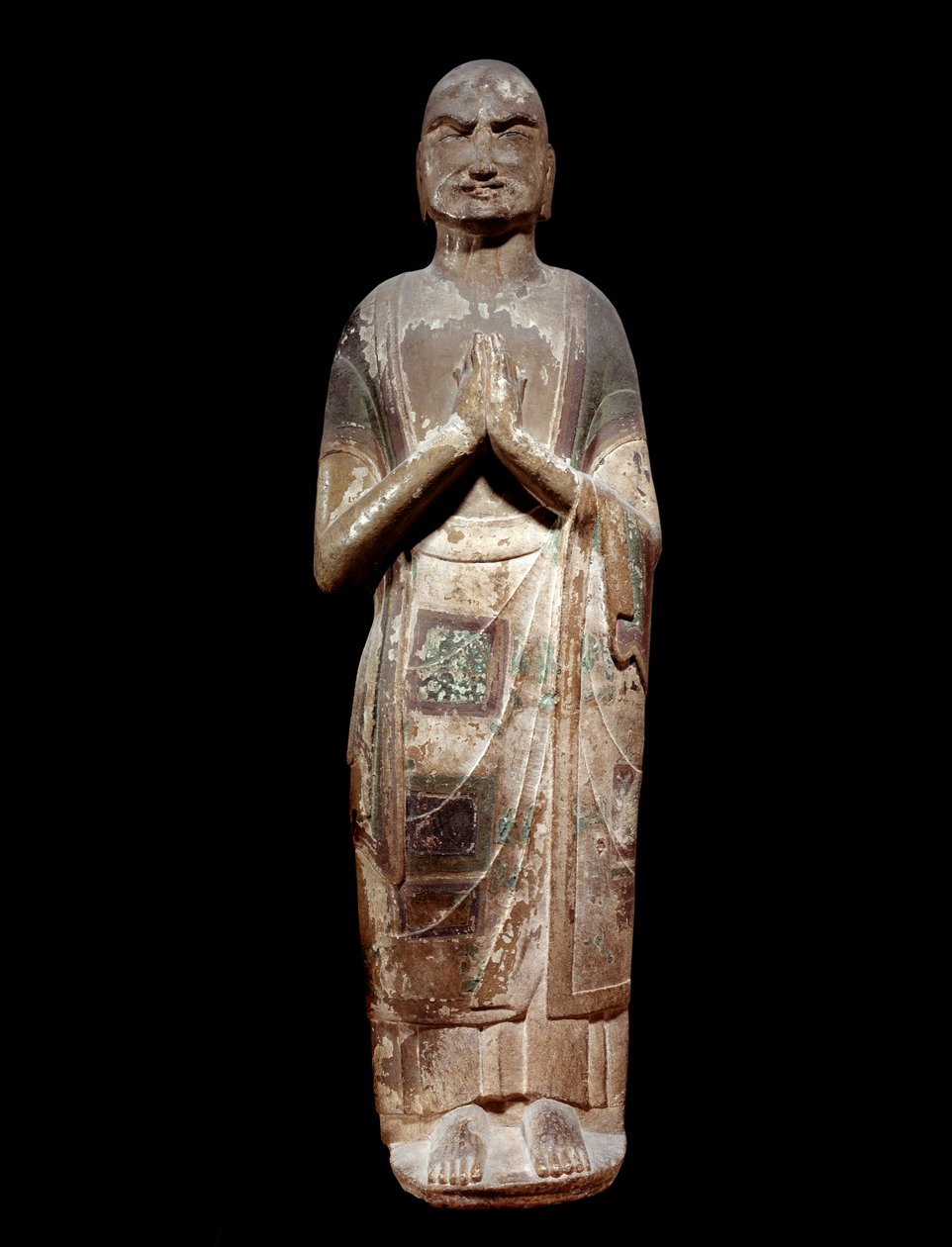 Kinesisk konst: staty som föreställer en kasyapa, Buddhas munklärjunge. Sui-dynastin (581-618 e.Kr.). Paris, Guimet Museum, Asian Arts Museum. av Chinese School