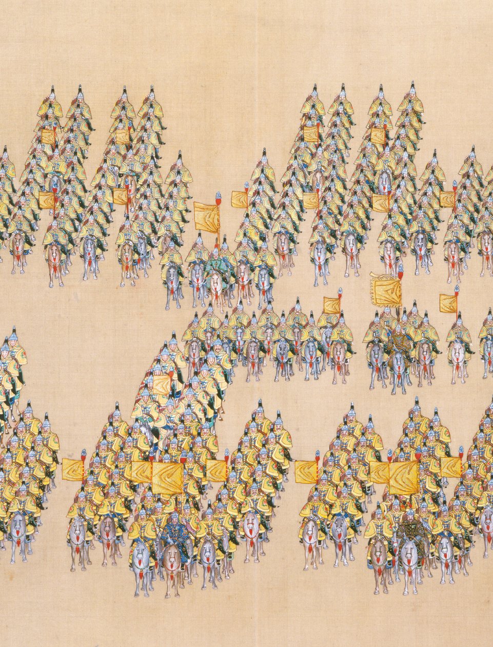 Kejsar Qianlongs genomgång av den stora paraden av trupper, handscroll av Chinese School