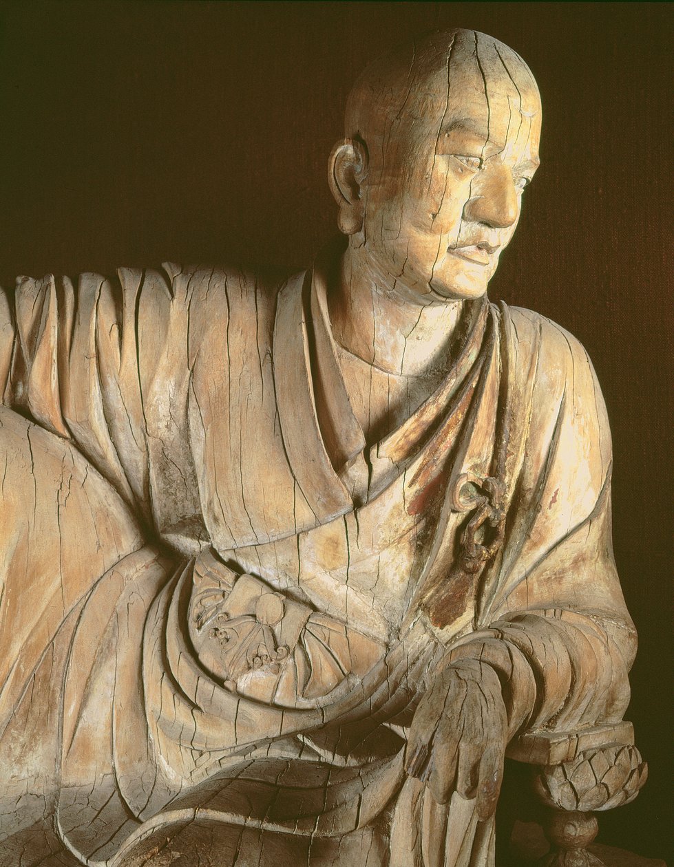 Figur av en lohan, Yuan-dynastin (1260-1368) (trä) av Chinese School