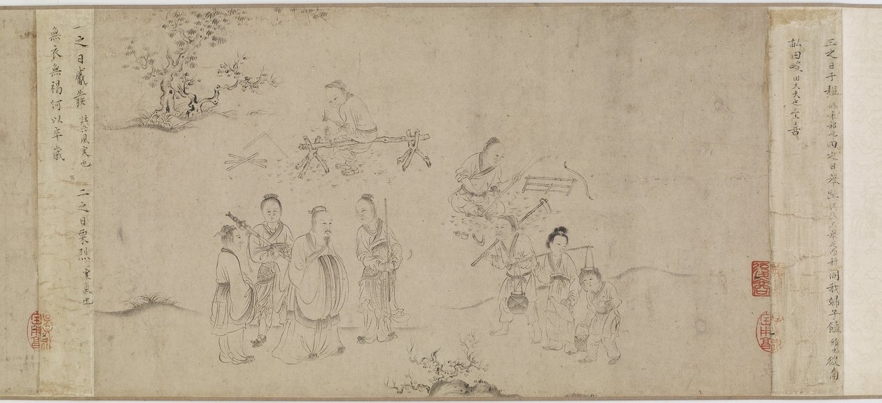Illustrationer av sjunde månaden från Odes of Bin, Song-dynastin eller Yuan-dynastin, mitten av 1200-mitten av 1300-talet (bläck på papper) av Chinese School
