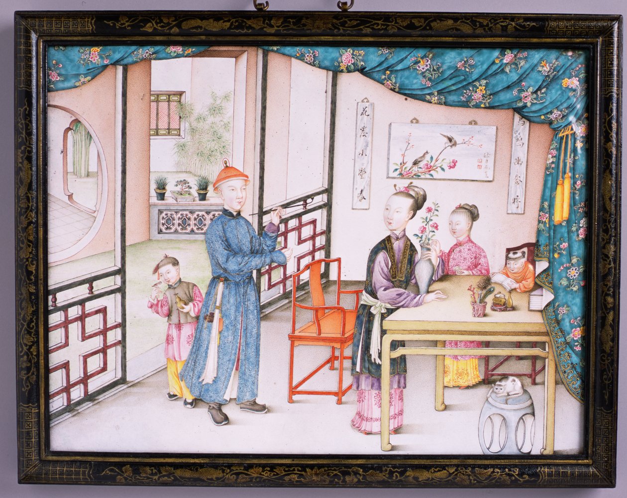 Imperial Canton panel, Qianlong period, 1736-95 (repousse emalj) (se 207217 för par) av Chinese School