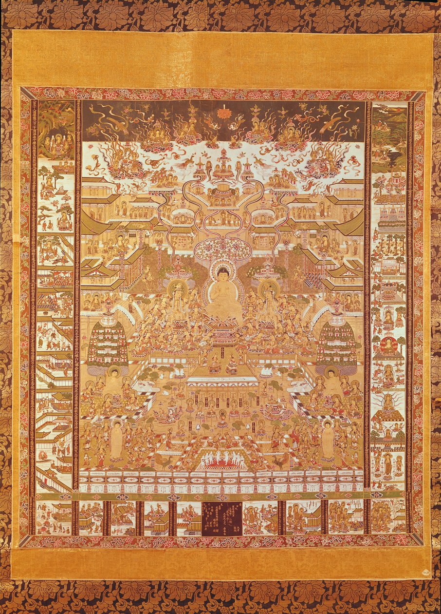 Kshitigarbha, Judge of Hell, från Dunhuang, Gansu-provinsen (målning på siden) av Chinese School
