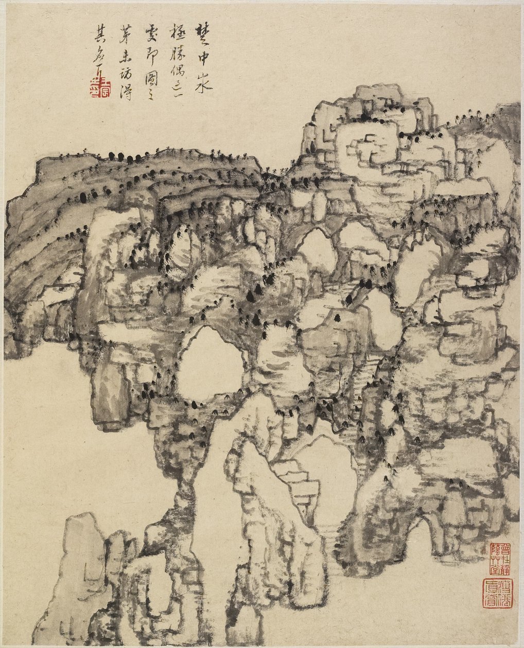 Landskap (bläck på papper) av Chinese School