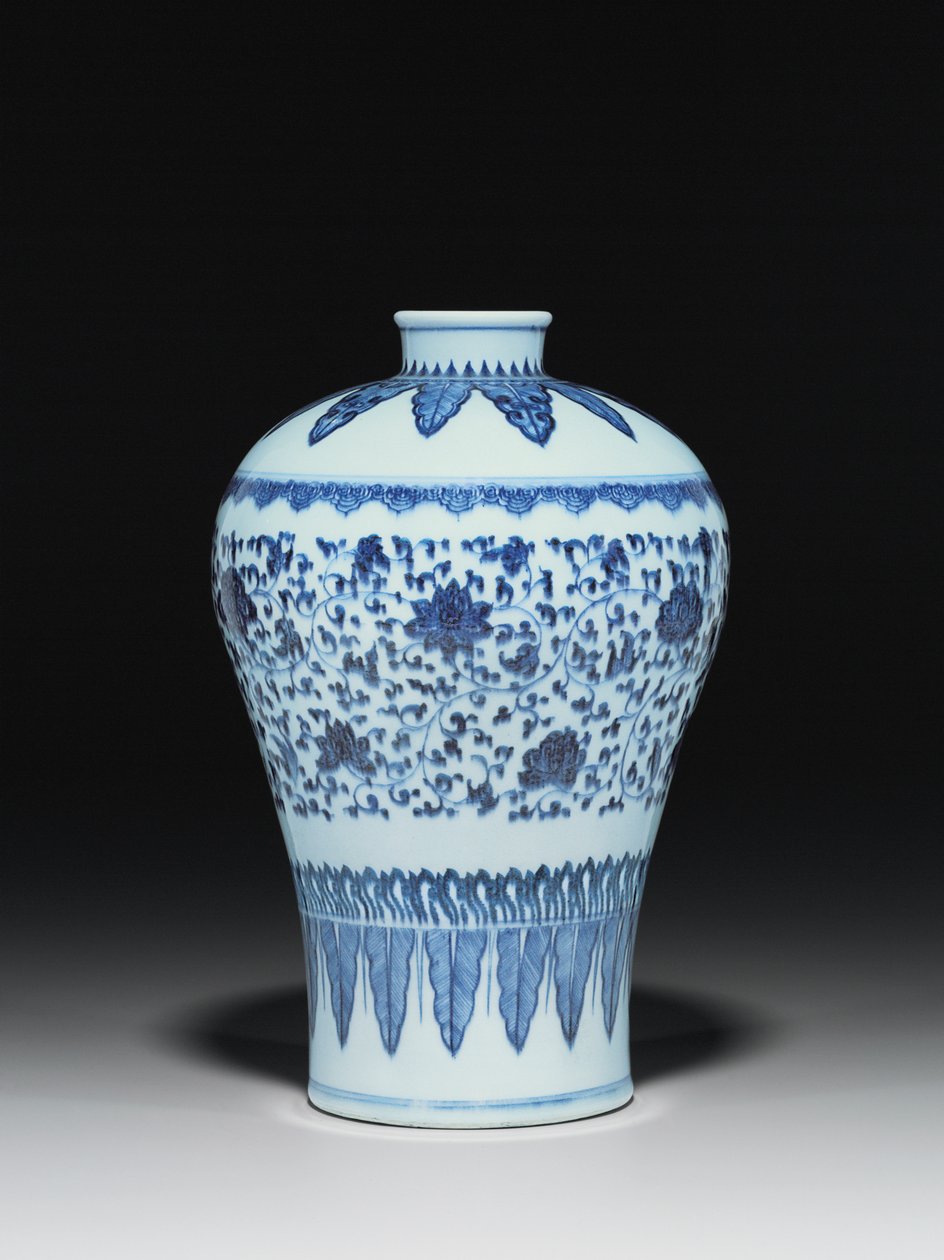 Vas i Ming-stil, Meiping, målad i 1400-talsstil av Chinese School