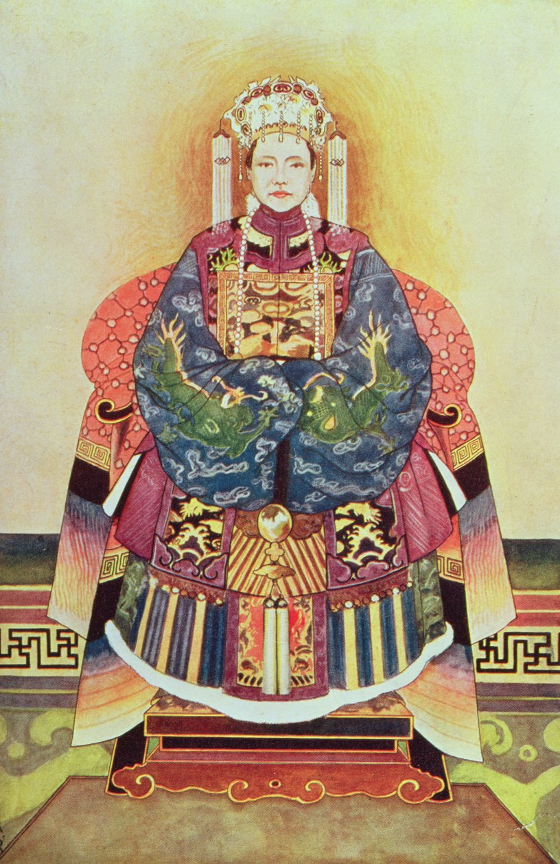Porträtt av Tzu Hsi, enkekejsarinnan (1835-1908) av Chinese School