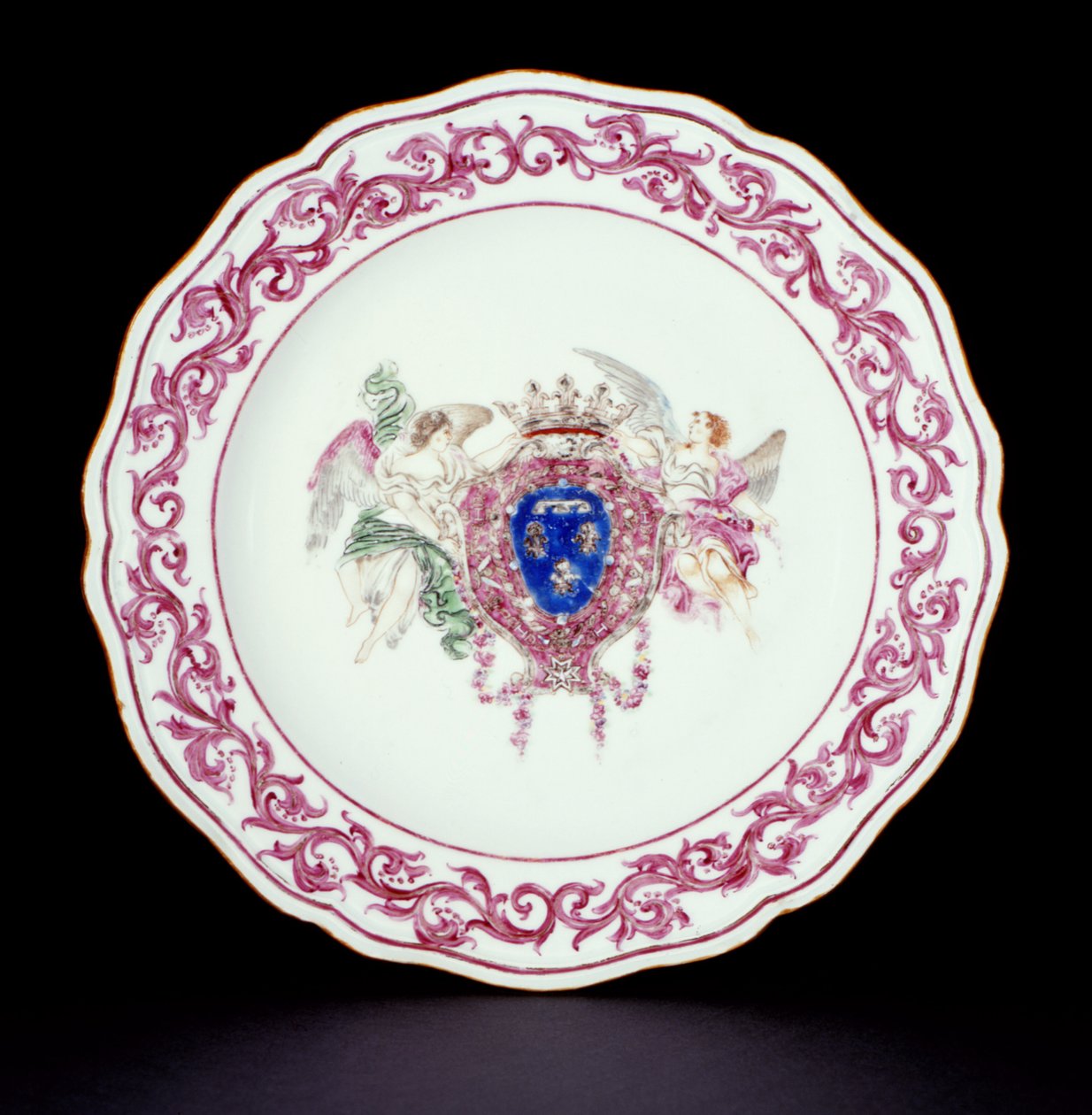 Rose Famille mattallrik med Frankrikes vapen, Qianlong-perioden (1736-95) c.1765 (porslin) av Chinese School