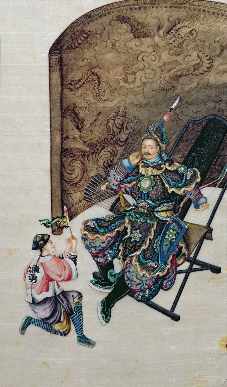 Sittande krigare med en soldat av Chinese School