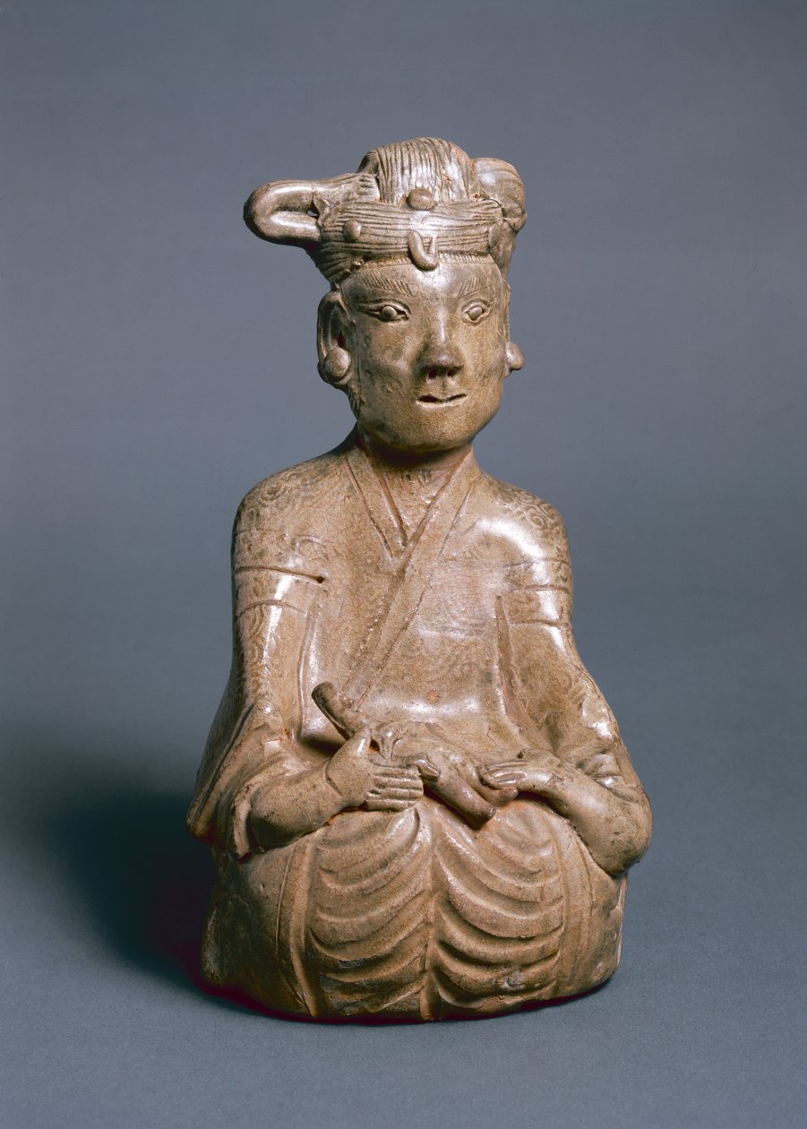 Sittande figur, Western Jin, 265-316 (gröngods) av Chinese School