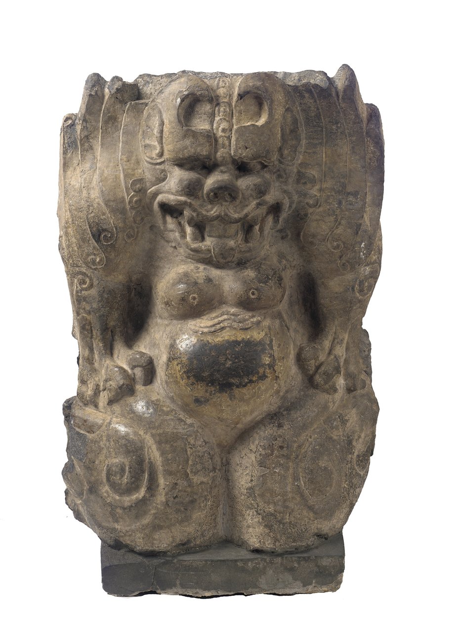 Hukande skyddsdemon, Hebei-provinsen, divisionsperiod, 550-577 (mörk kalksten) av Chinese School