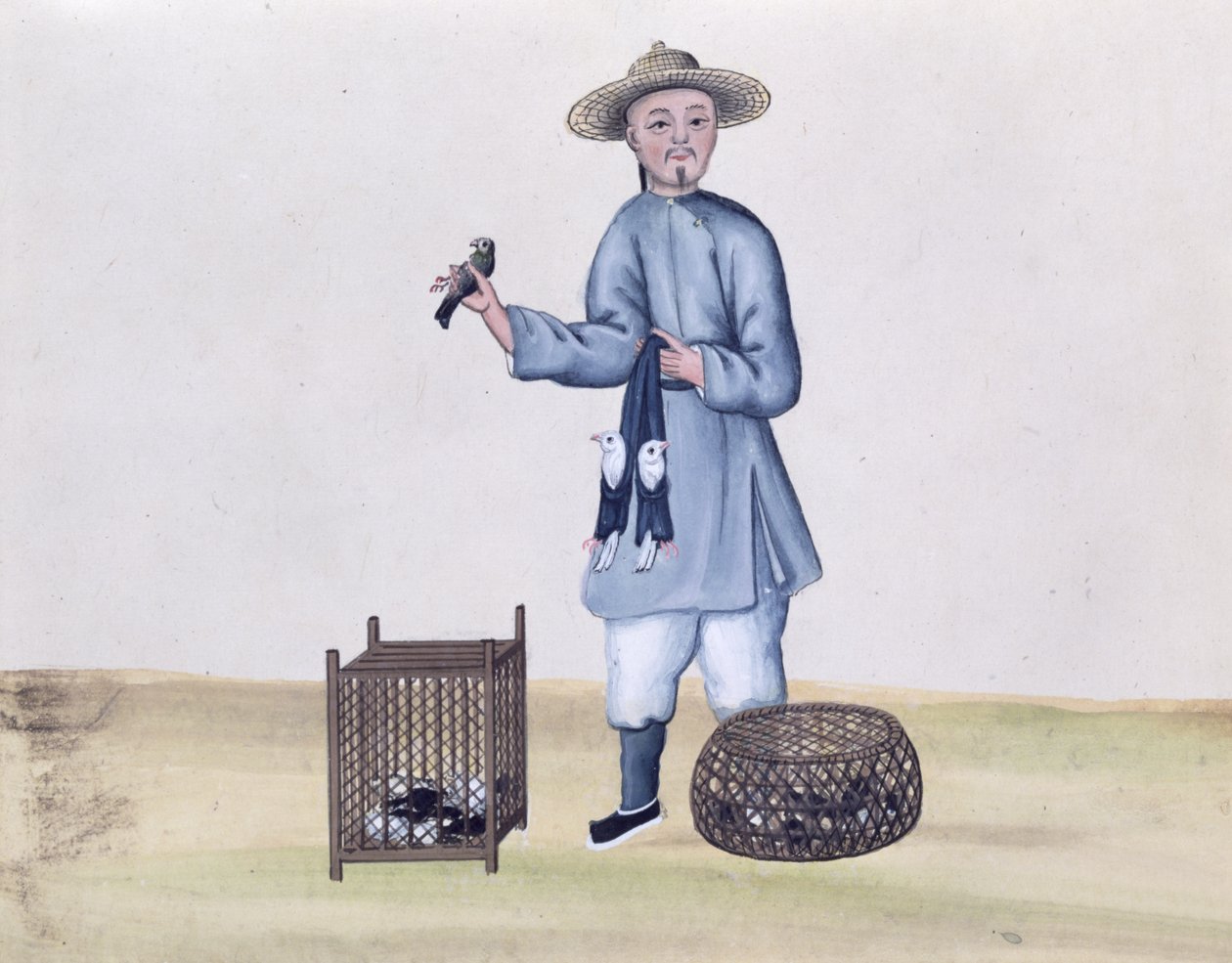 The Pigeon Seller, från en bok om Pekings gatuanrop, ca 1785 (wc och gouache på papper) av Chinese School