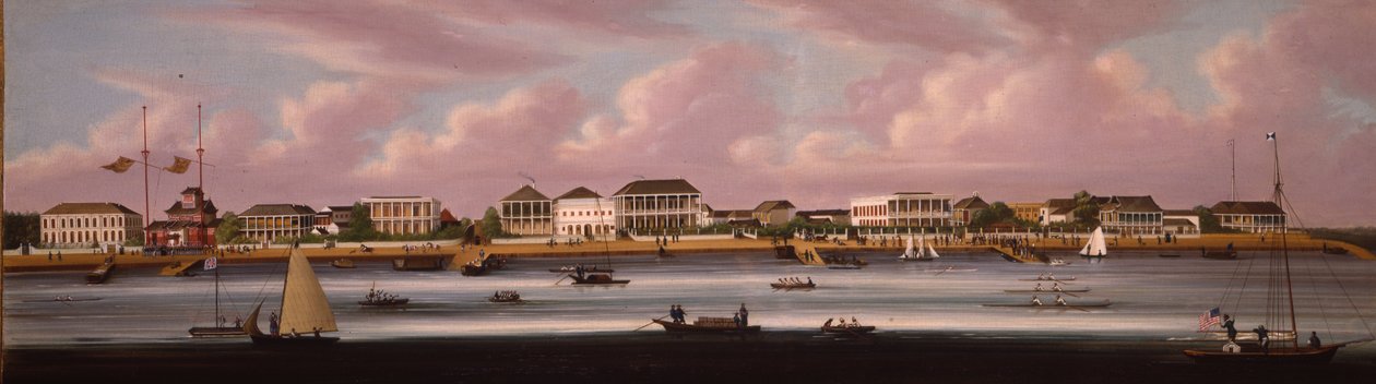 Shanghai Regatta med utsikt över Bund, c.1850 av Chinese School