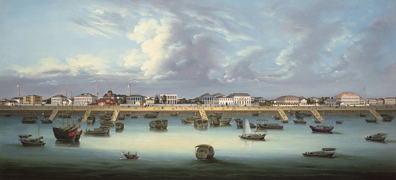 Utsikt över Bund i Shanghai, c.1855 av Chinese School