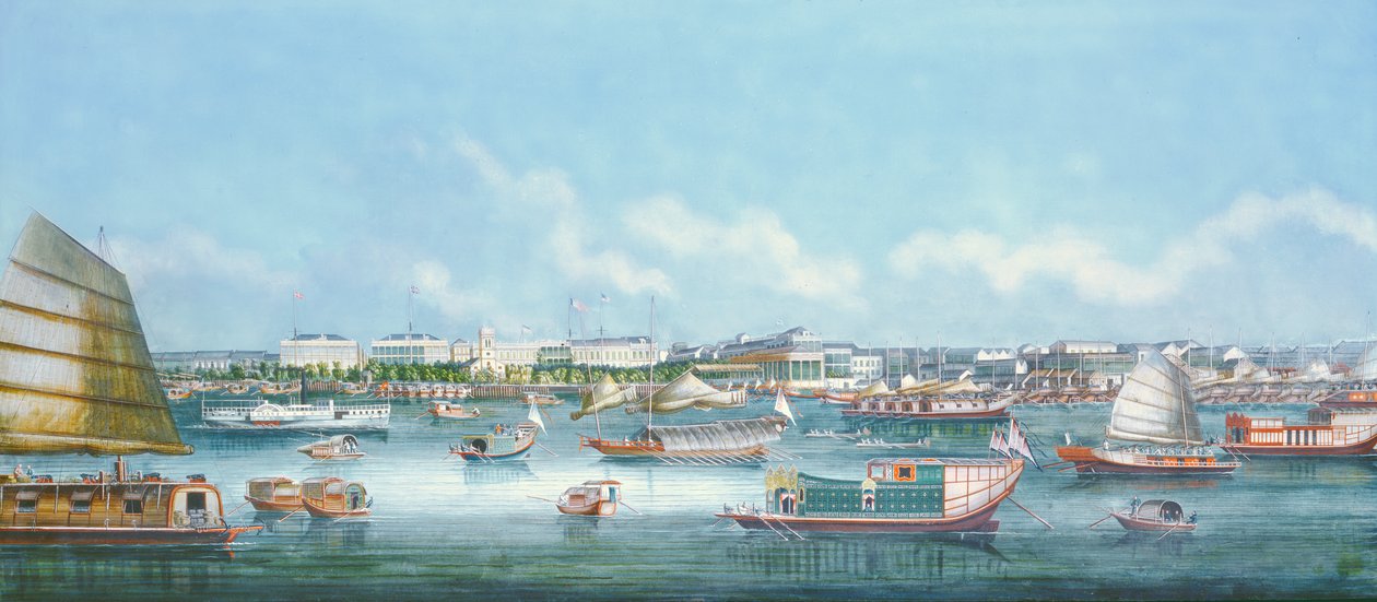 Utsikt över vattnet i kantonen, c.1855 av Chinese School