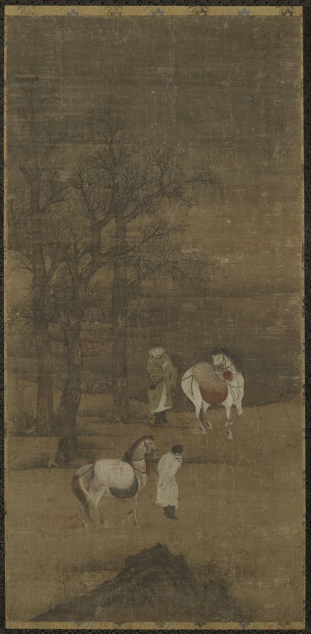 Vinterlandskap med hästar och hästskötare, Ming eller Qing dynastin av Chinese School