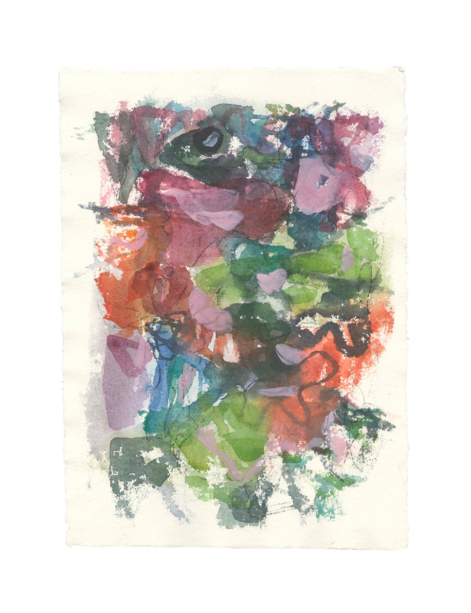 Abstrakt komposition, Organisk serie, 2021 (akvarell, gouache  kol på handgjort akvarellpapper) av Ching Fun Tso
