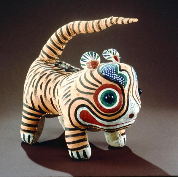Tiger (målat tyg) (se även 341891) av Ching Period Chinese School