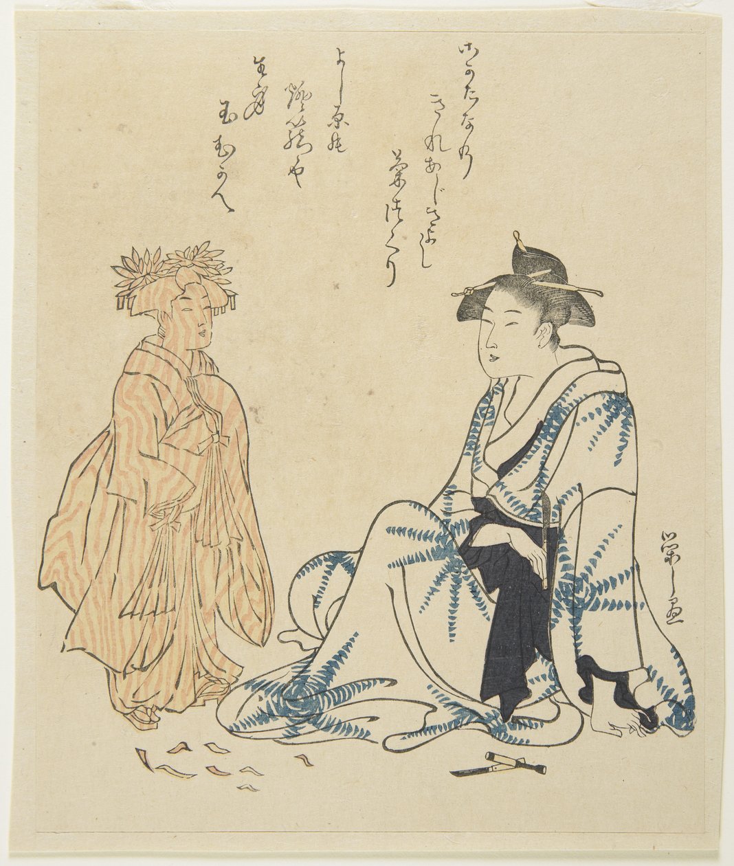 (Courtesan och trädocka) av Chobunsai Eishi