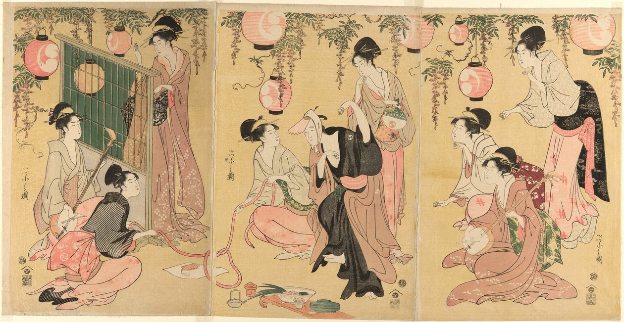 En parodi på Yuranosuke Member Tee P Wear Sleigh Quar Hands (liknar Yuranosuke Yukiyo) av Chobunsai Eishi