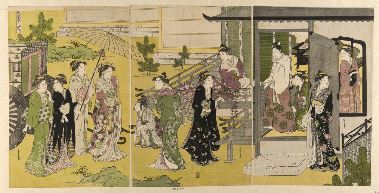 Fuji no uraba, från serien "A Fashionable Parody of the Tale of Genji (Furyu yatsushi Genji)" av Chobunsai Eishi