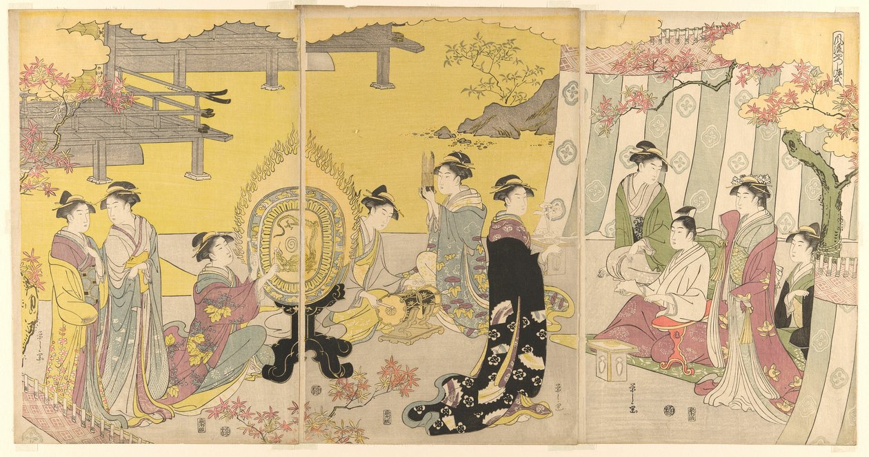 Momiji no ga, från serien "A Fashionable Parody of the Tale of Genji (Furyu yatsushi Genji)" av Chobunsai Eishi