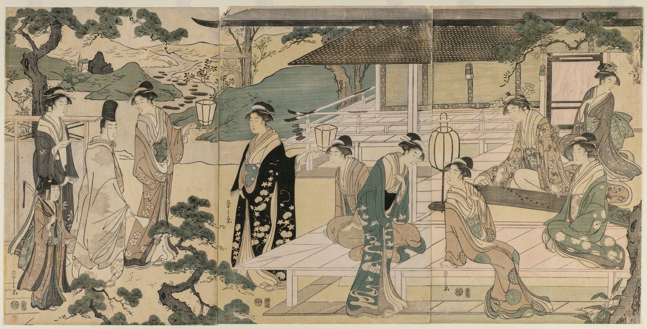 The Matsukaze Chapter of the Tale of Genji (från serien The Tale of Genji in Elegant Modern Dress) av Chobunsai Eishi