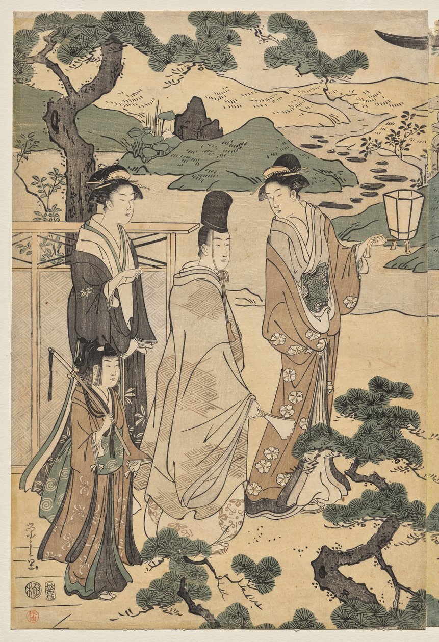 The Matsukaze Chapter of the Tale of Genji (från serien The Tale of Genji in Elegant Modern Dress) av Chobunsai Eishi