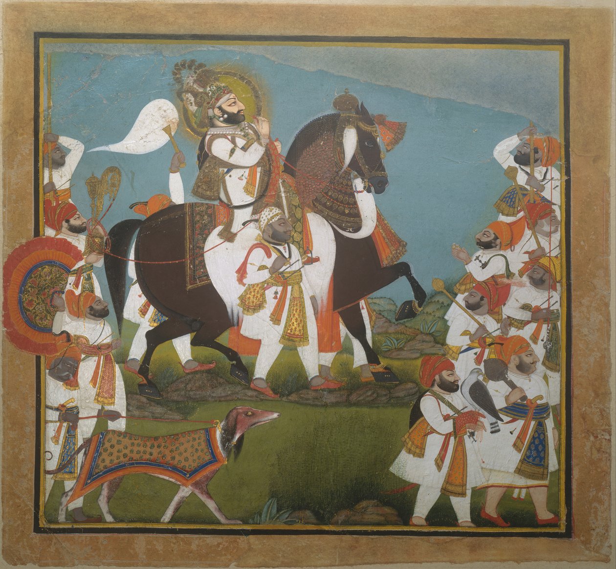 Maharana Bhim Singh och följe ger sig ut på en jakt, ca. 1805-10. av Chokha