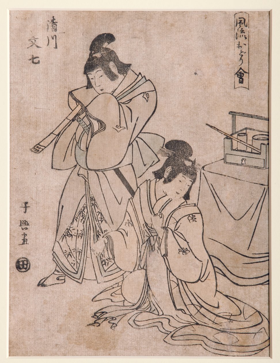 Kiyokawa och Bunshichi, 1798-1800 (träsnitt) av Choki Eishusai