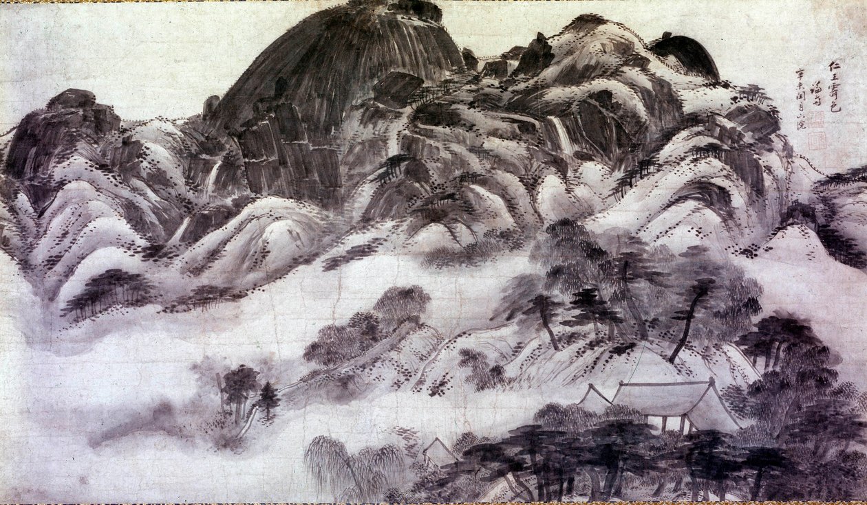 Art coreen: Mount Inwang. Tryck av Chong Son (1676-1759). 1700-talet. Jai Hyang John Collection av Chong Son
