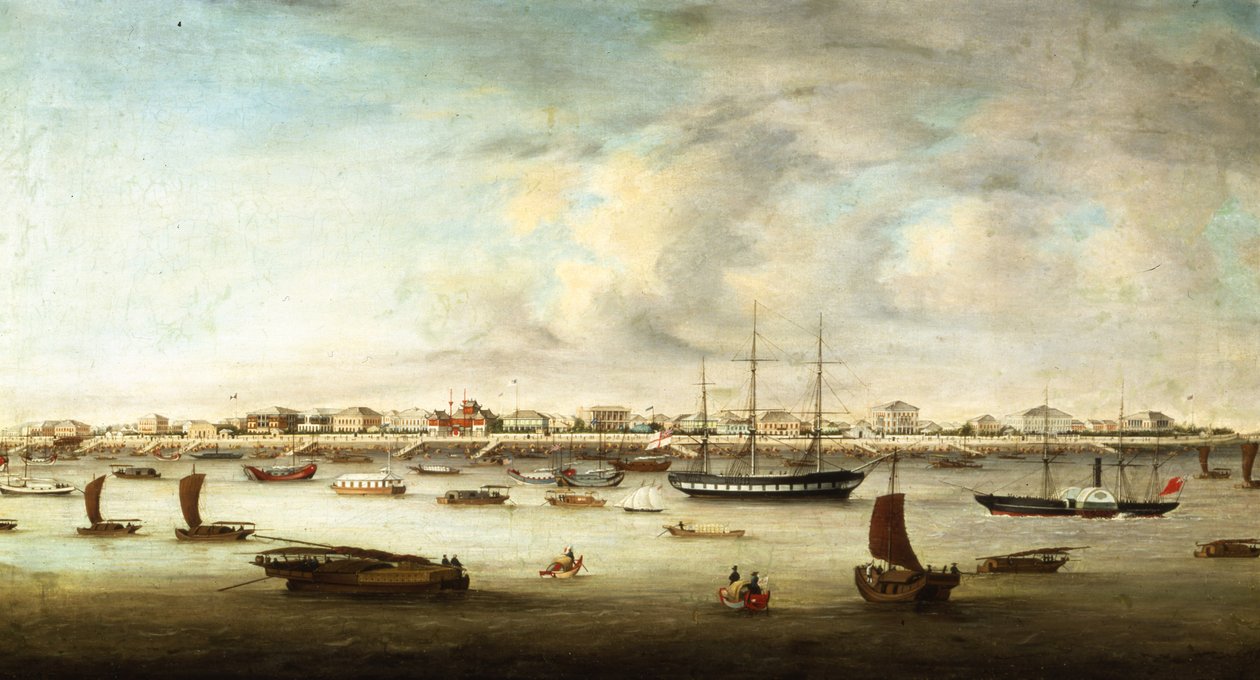 Kinesiska fiskefartyg, Shanghai, ca 1857 av Chow Qua