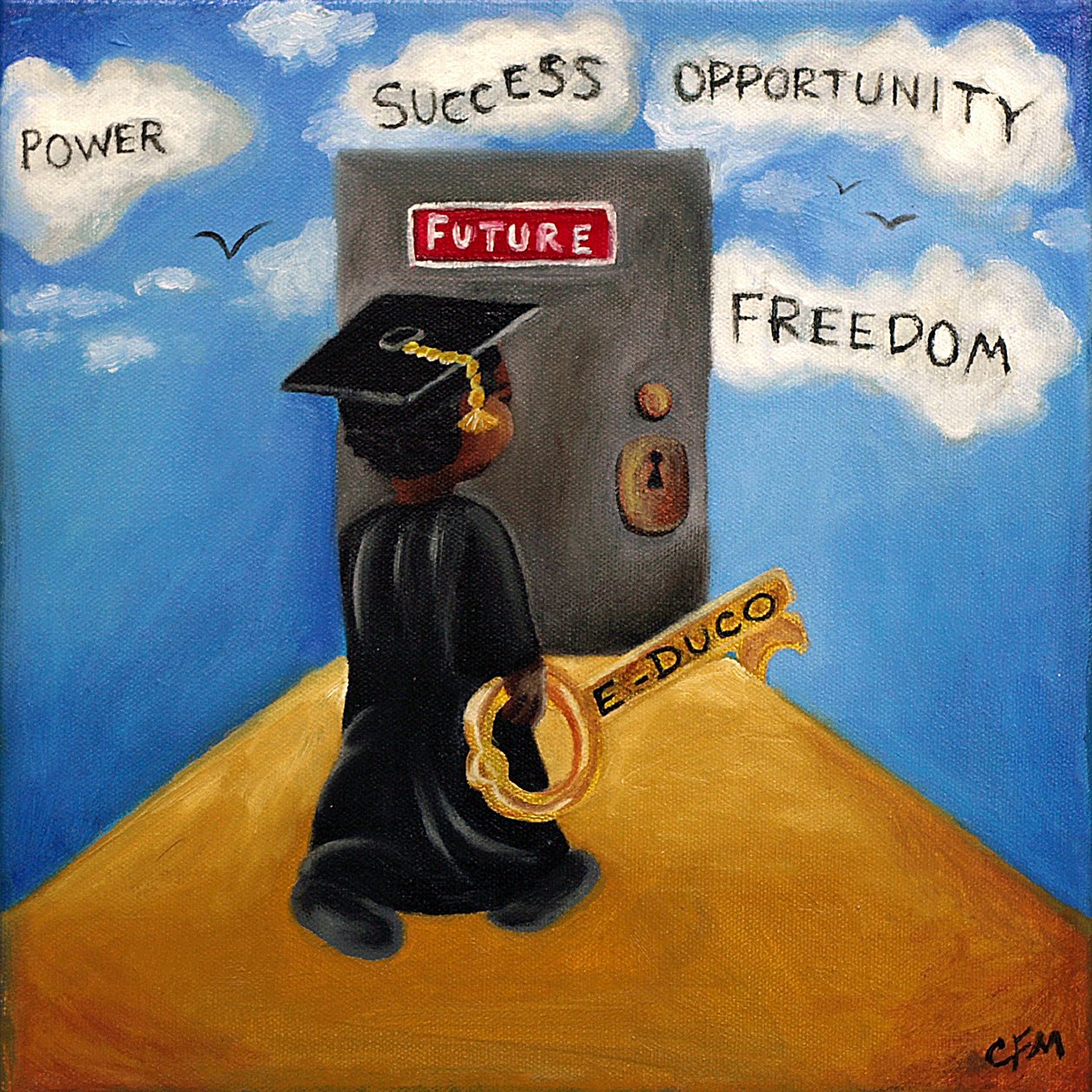 Education is the Key, 2015 (olja på duk) av Chris Fabor